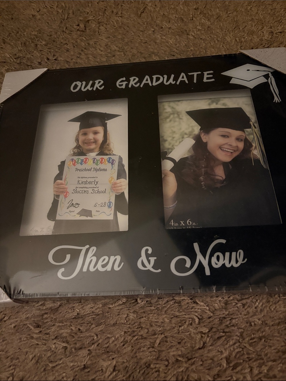 Then & Now Graduation Picture Frame - Black